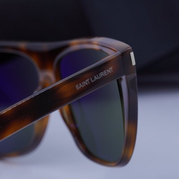 Saint Laurent SL1 003 Square Sunglasses - Havana/Green - Picture 6 of 13